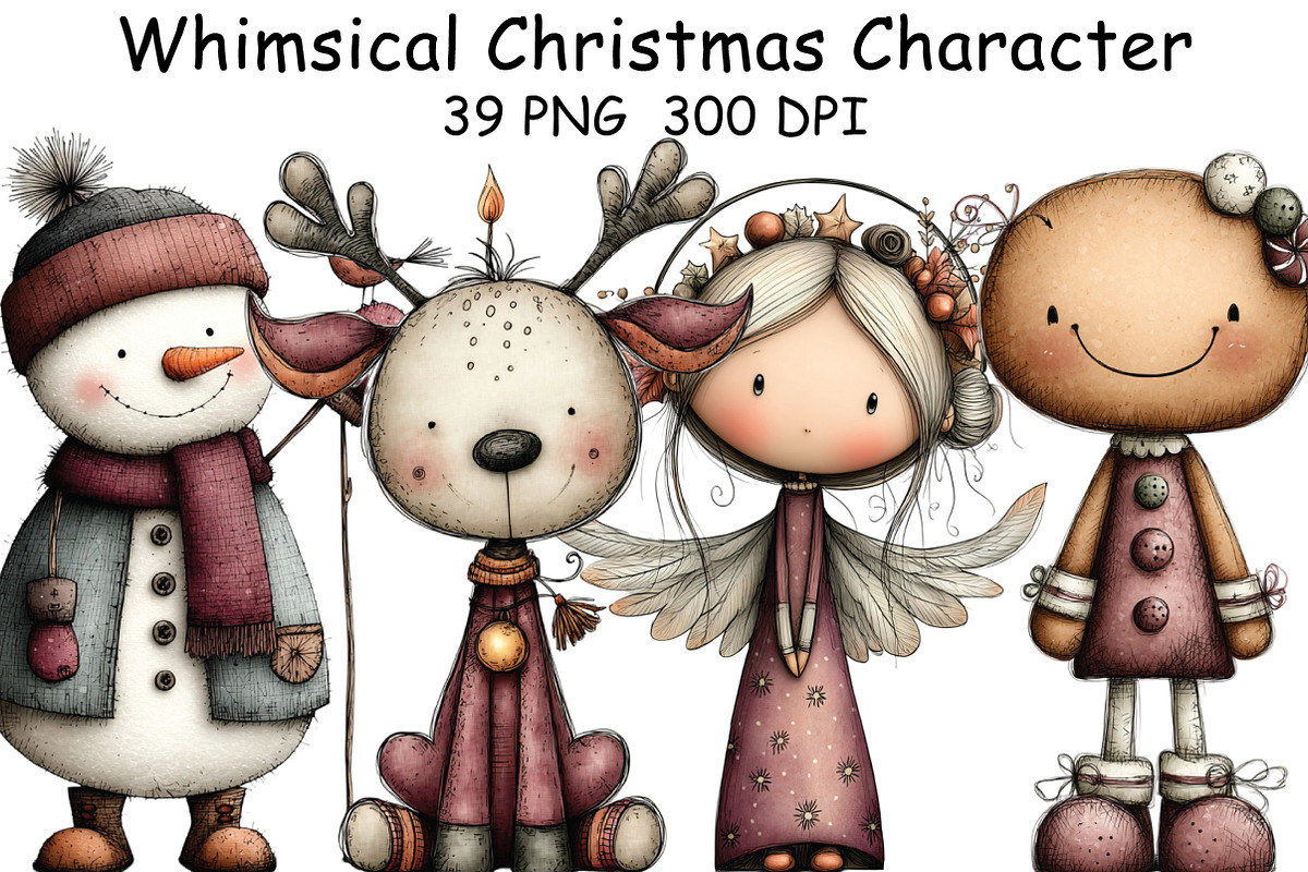 Whimsical Christmas Character Clipar, an Illustration by CraftArtStudio (Photo 1 of 6)