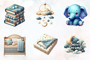 Dusty Blue Beige Baby Nursery PNG, an Illustration by RobertsArt (Thumbnail 2 of 8)