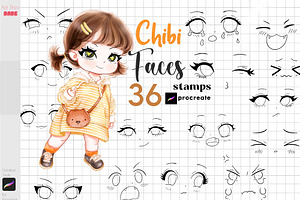 Procreate Chibi Faces Guides Stamps