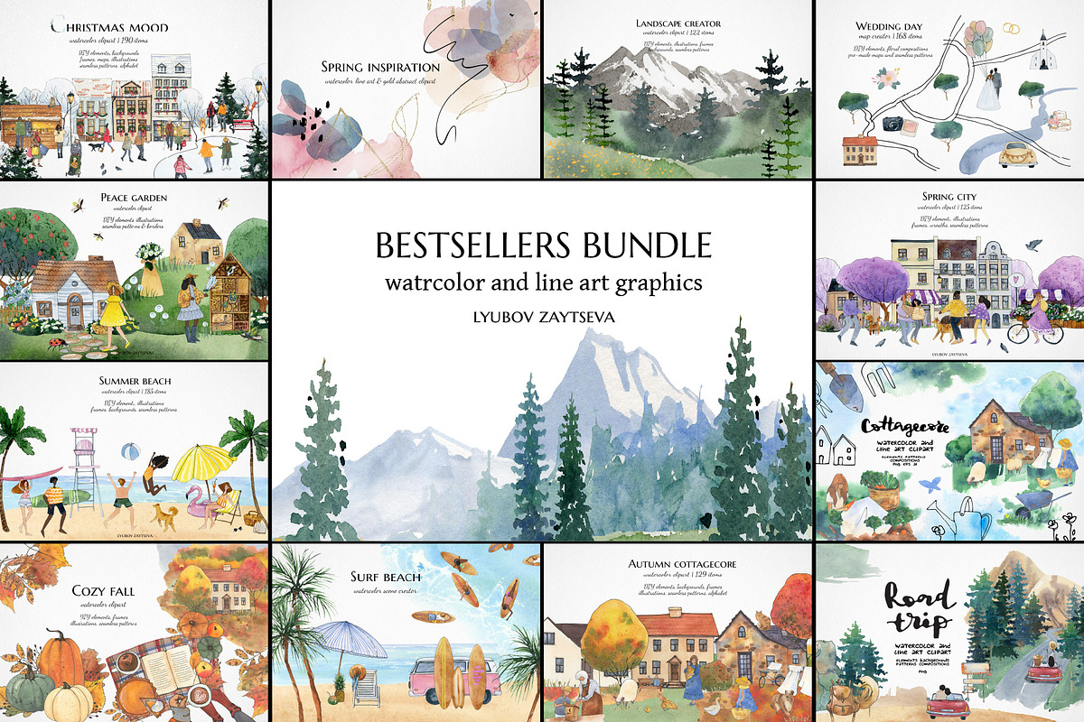 80% OFF! Bestsellers Bundle., a Seasonal Illustration by LyubovZaytseva (Photo 1 of 23)