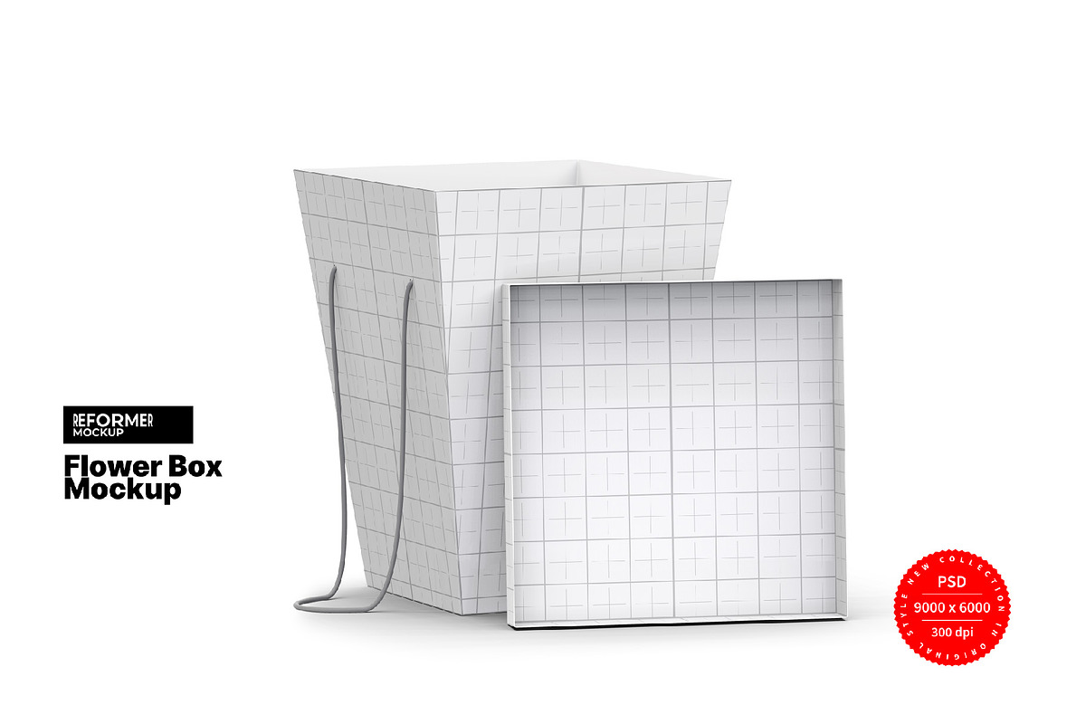 Flower Box Mockup, a Packaging Mockup by Reformer Mockup (Photo 2 of 5)
