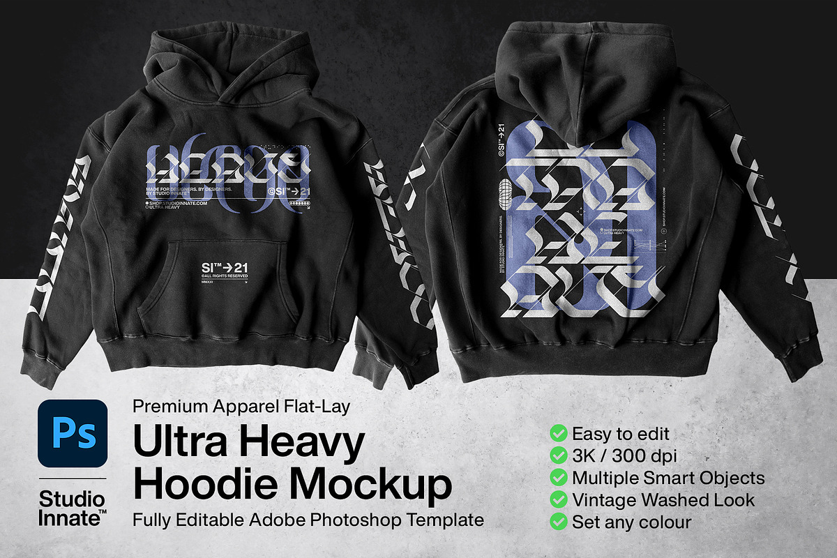 Ultra Heavy Hoodie Mockup, a Hoody Mockup by Studio Innate (Photo 1 of 7)