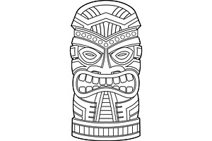 Black And White Regal Tiki Mask, an Illustration by HitToon
