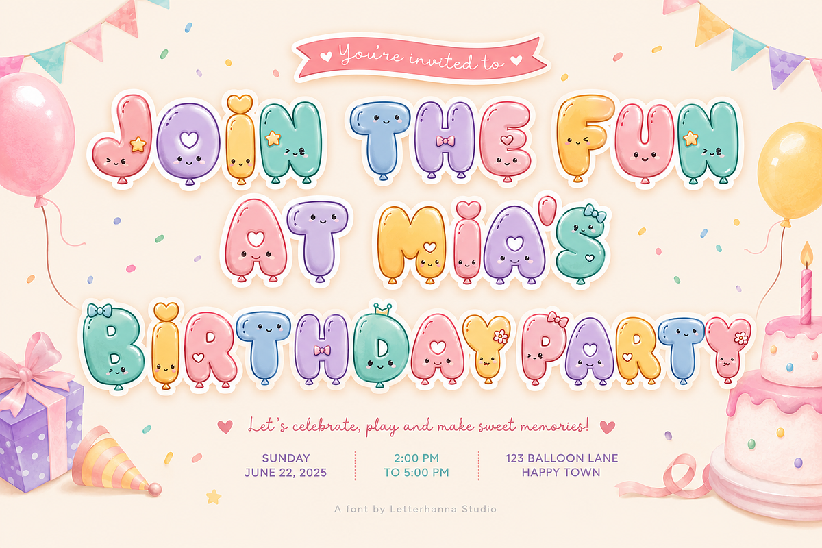 Cloudwink : A Playful Balloon Font, a Handwritten Font by Letterhanna Studio (Photo 9 of 9)