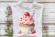 Watercolor Berry Cupcake Clipart, an Illustration by CraftArtStudio (Thumbnail 3 of 6)