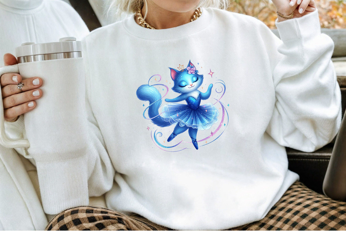 Blue Cat Ballerina Clipart, an Illustration by Sublimation Artist (Photo 4 of 6)