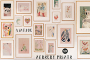 Vintage Nursery Prints, a Background Graphic by Purple (Thumbnail 1 of 9)
