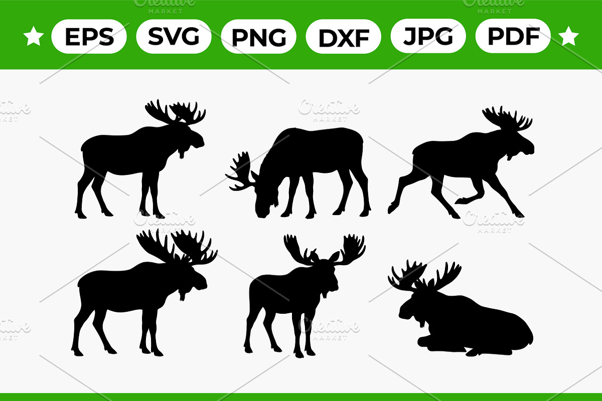 Moose Silhouette Vector Bundle, an Object Graphic by Artonix (Photo 1 of 3)