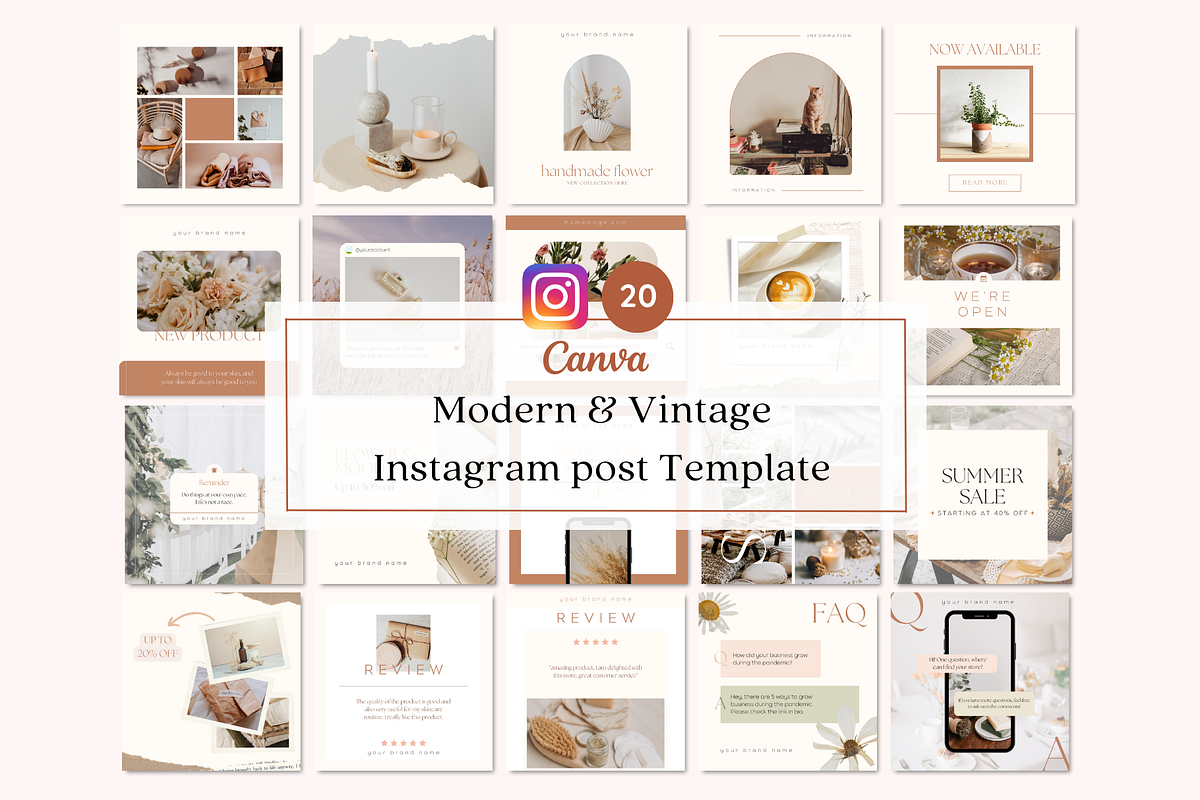 Boho Instagram Post Template Canva, a Social Media Template by Hellohastore (Photo 1 of 8)