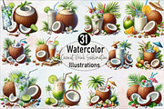 Coconut Drink Sublimation Clipart Bu, an Illustration by SVGArt (Thumbnail 1 of 8)