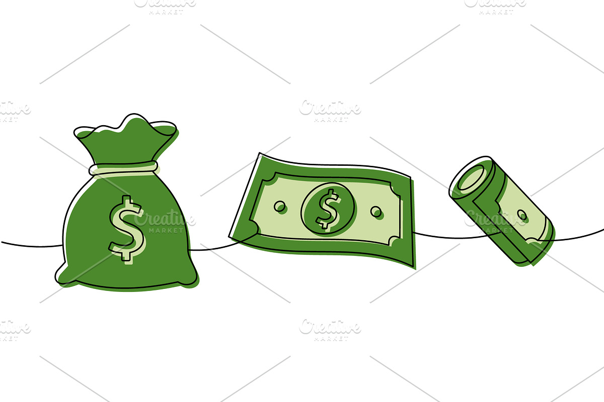Money set one line colored, a Finance Illustration by GraphiShop