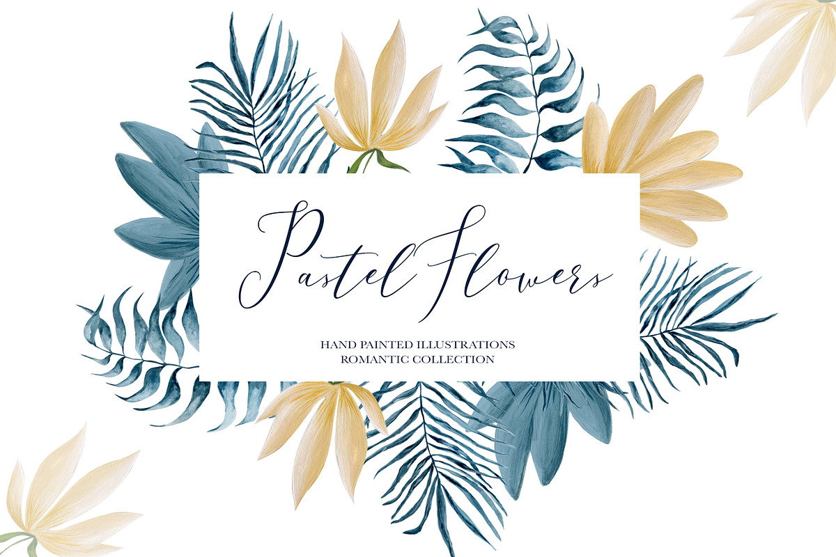 Pastel flowers - patterns and frames, an Illustration by SketchCliparts (Photo 1 of 7)