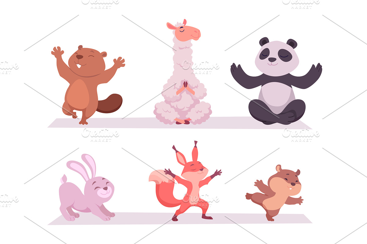 Yoga animals. Funny cute animals, an Animal Illustration by Onyx