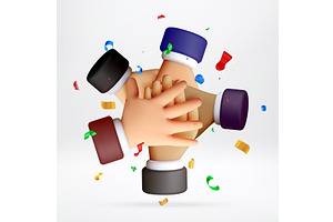 3D Group of hands together in circle, a Person Illustration by Abscent