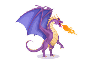 Purple dragon with large wings, an Animal Illustration by Yayasya