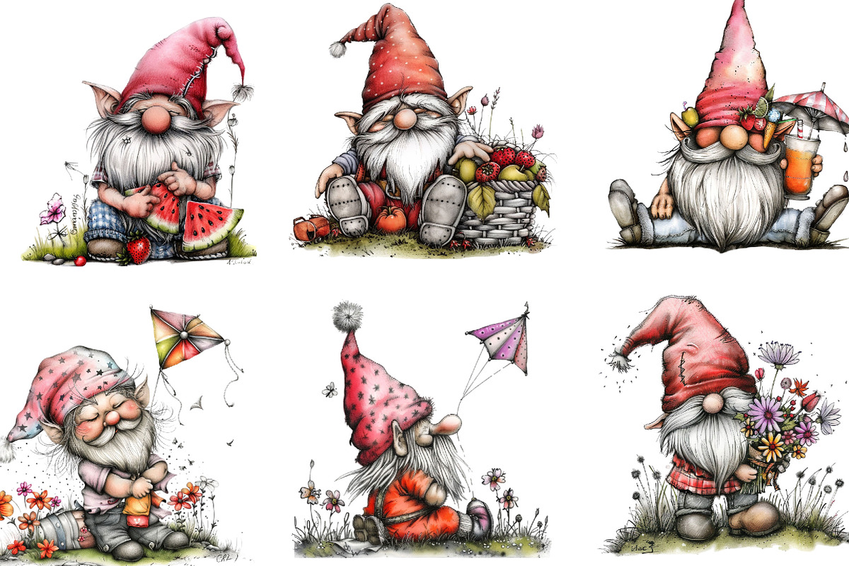 Scandi Summer Gnomes Clipart, an Illustration by Designking (Photo 4 of 5)