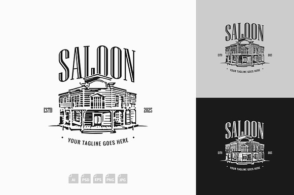 Saloon Bar Wild West Vintage Logo preview 3