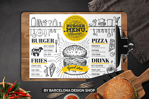 FREE! Trifold + Burger Menu Template, a Brochure Template by BarcelonaShop