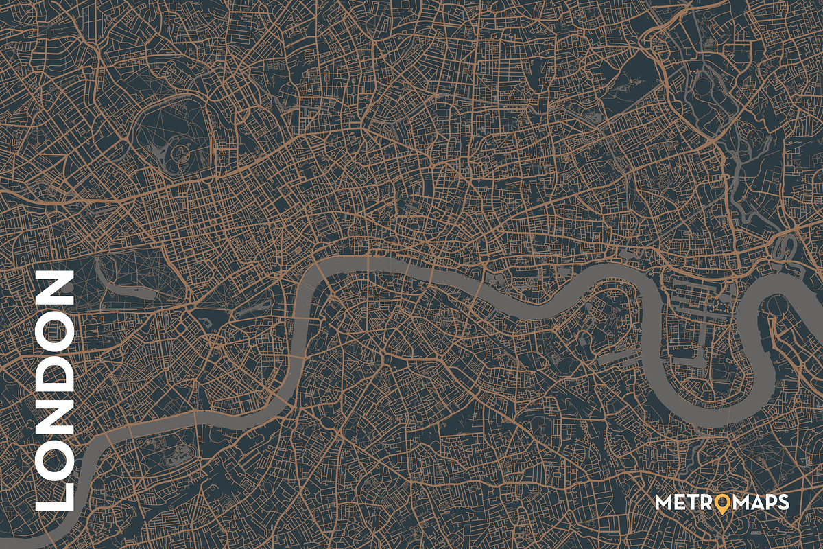 MAP SET - Blue/Bronze - 6 Maps, a Graphic by MetroMaps (Photo 2 of 7)