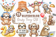 Quirky Funny Sloth Sublimation, an Illustration by Watercolor design (Thumbnail 1 of 6)