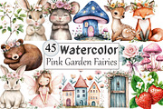 Watercolor Pink Garden Fairies Clipa, a Seasonal Illustration by Design Market (Thumbnail 1 of 5)