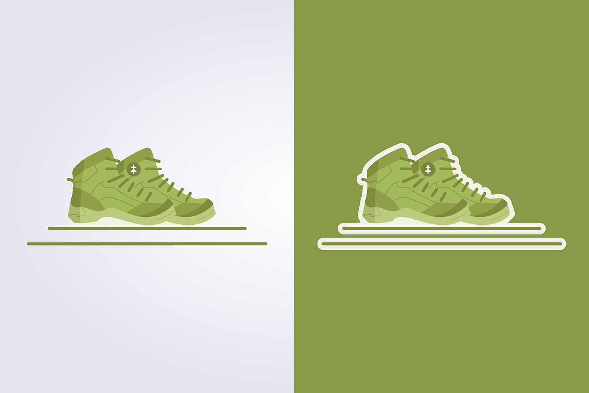 colored flat hiking boots icon, a Branding & Logo Template by Lodzrov