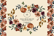 Watercolor Fall Flowers Clipart Set, a Person Illustration by Pink Studio Art (Thumbnail 12 of 19)