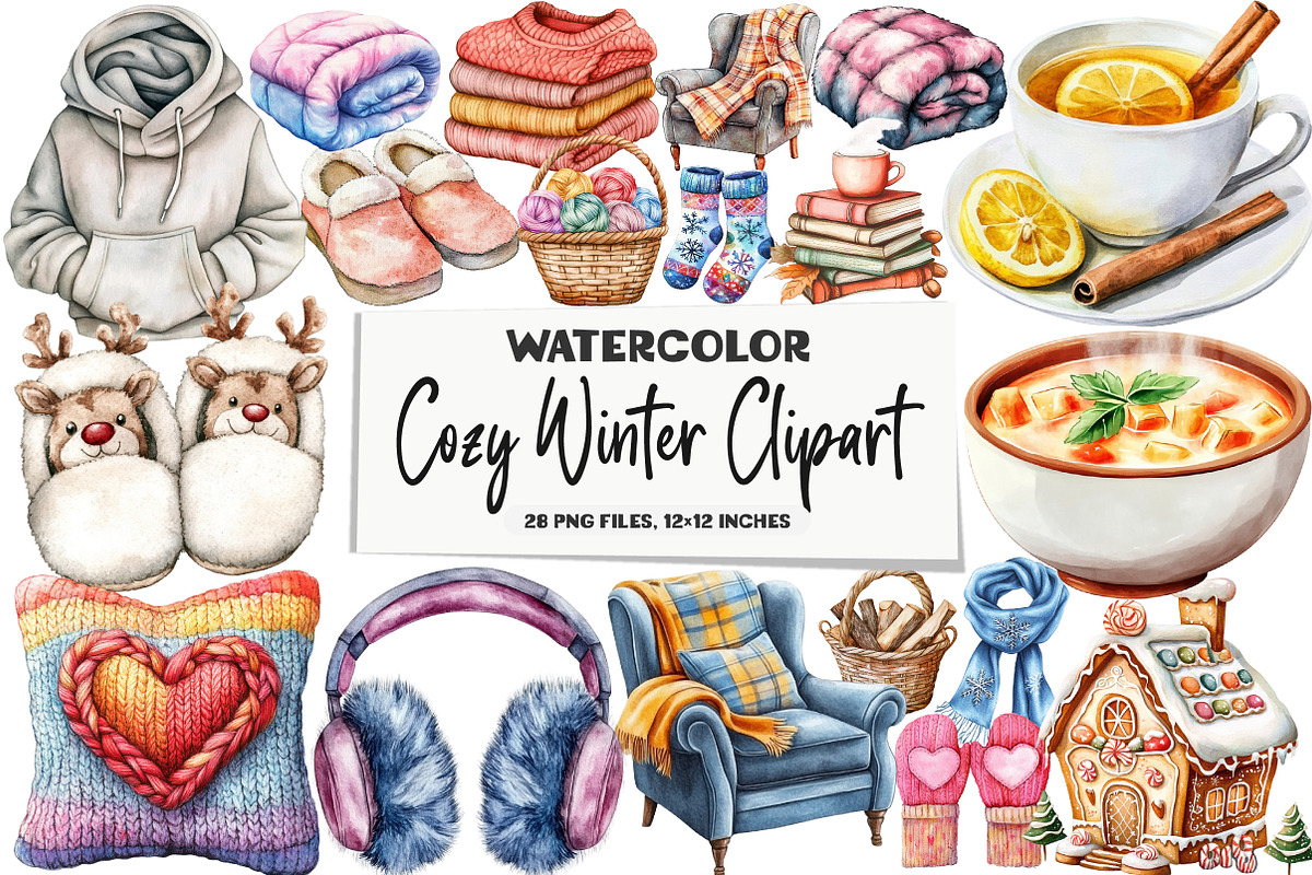 Cozy Winter Clipart, an Illustration by DreamArtGraphic (Photo 1 of 5)