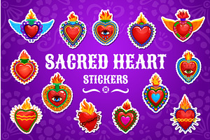 Cartoon Mexican sacred hearts, an Illustration by Vector Tradition