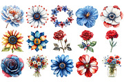 Watercolor Patriotic Floral Clipart, an Illustration by Craft Nest (Thumbnail 4 of 4)