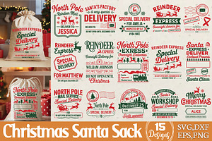 Christmas Santa Sack SVG Bundle, an Object Graphic by DollarSmart