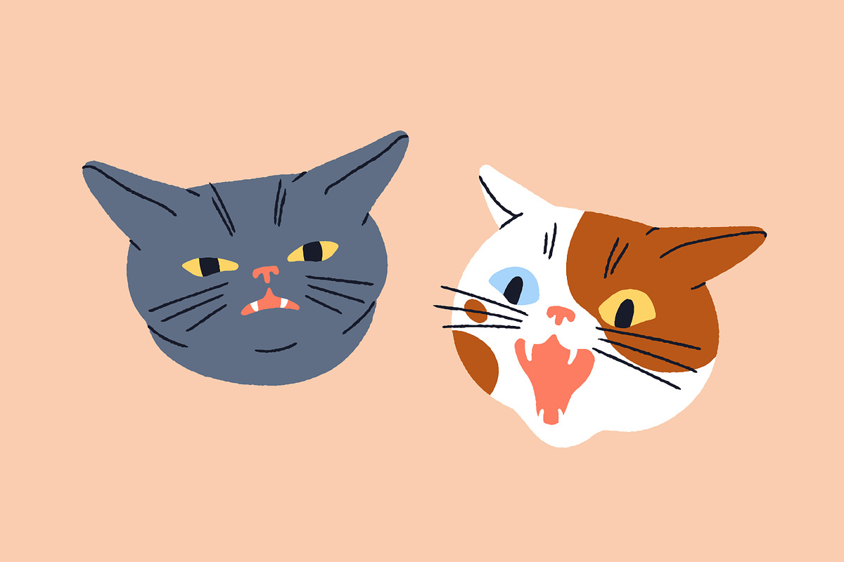 Funny cats set + seamless pattern, an Animal Illustration by Good Studio (Photo 3 of 9)