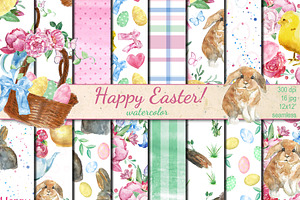 Watercolor Happy Easter patterns, a Pattern Graphic by DollyPotterson