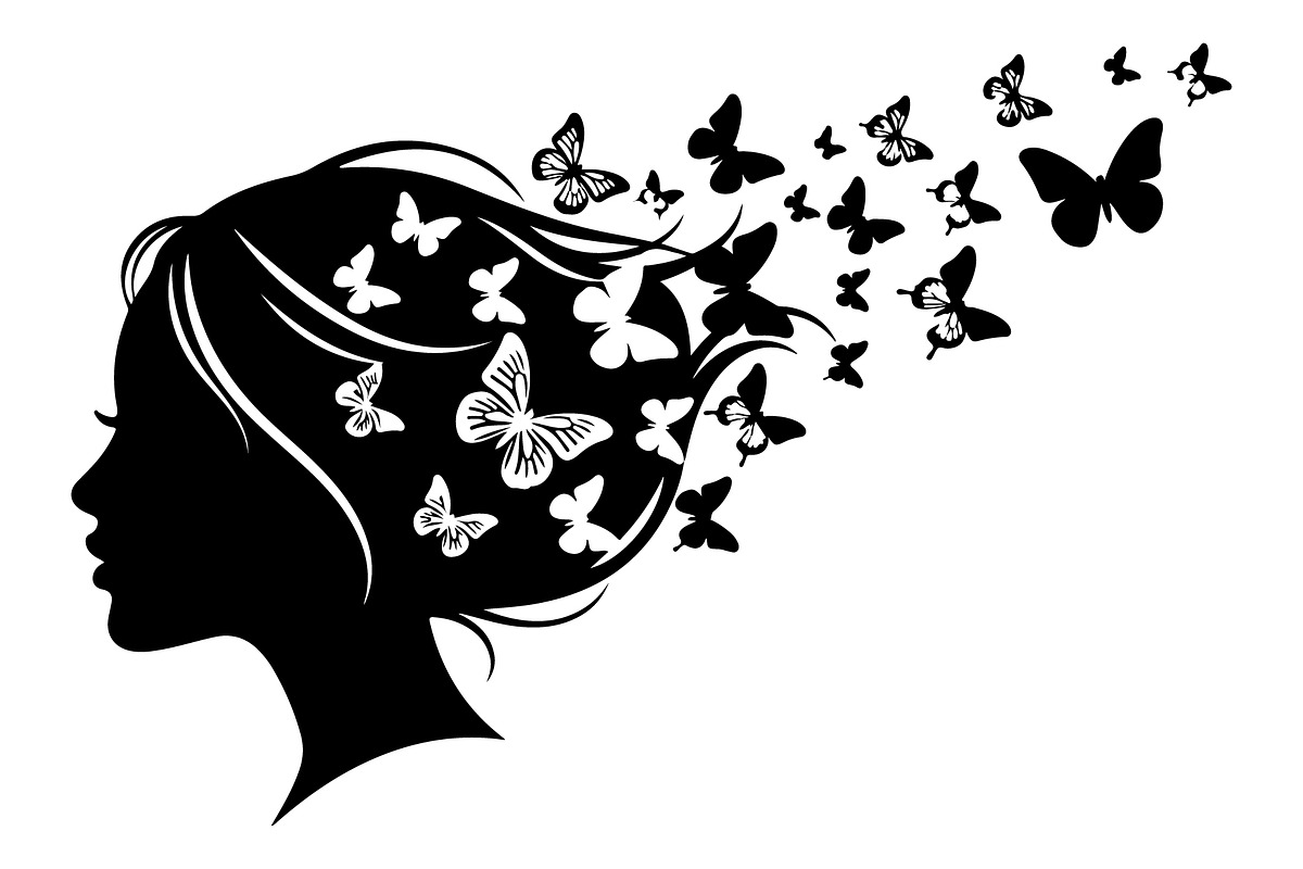 Woman Butterfly Hair Silhouette, an Object Illustration by yasushie (Photo 28 of 31)
