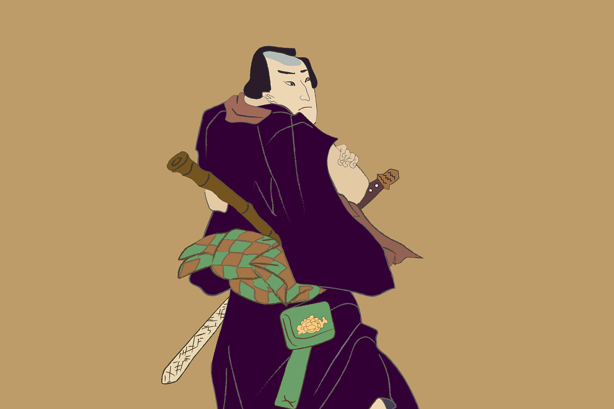 Ancient Japan Edo Geisha & Samurai, a Person Illustration by Bychovsky design (Photo 3 of 7)