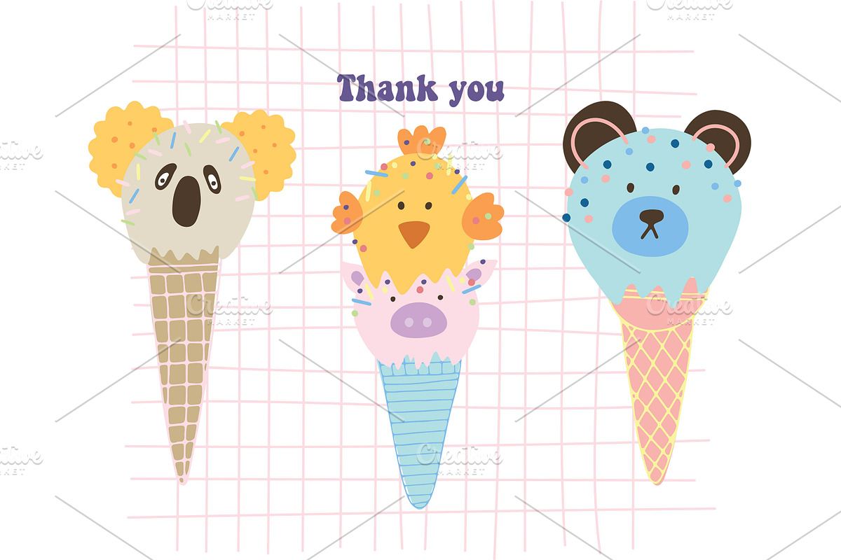 Ice cream animals collection., an Animal Illustration by Kira Konoshenko (Photo 11 of 11)