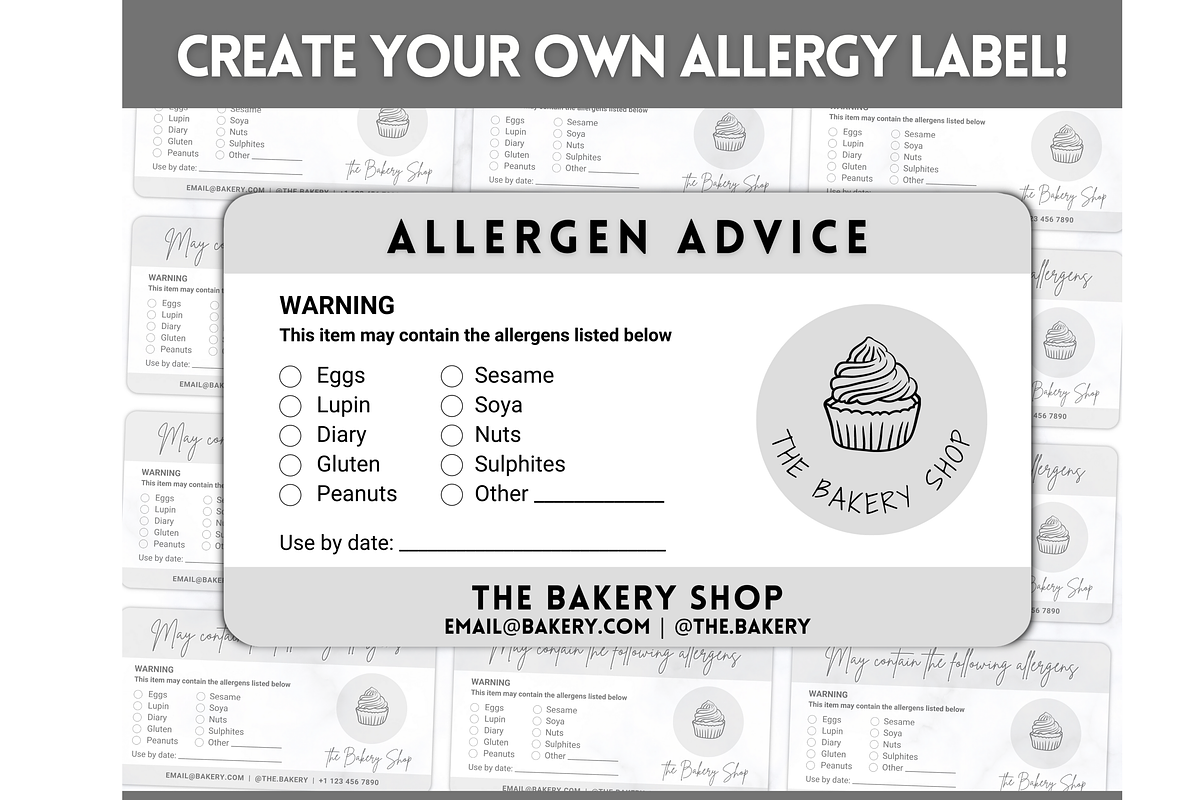 EDITABLE Food Allergy Label Template, a Templates & Theme by Templatables (Photo 2 of 8)
