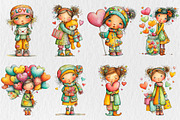 Quirky Valentine Day Girl Clipart, a Seasonal Illustration by Rose Art (Thumbnail 2 of 7)