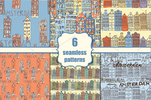 6 Seamless Amsterdam patterns preview 6