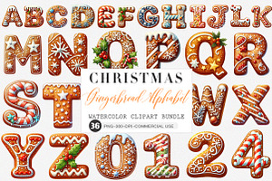 Christmas Gingerbread Alphabet PNG, an Illustration by SinaCreation