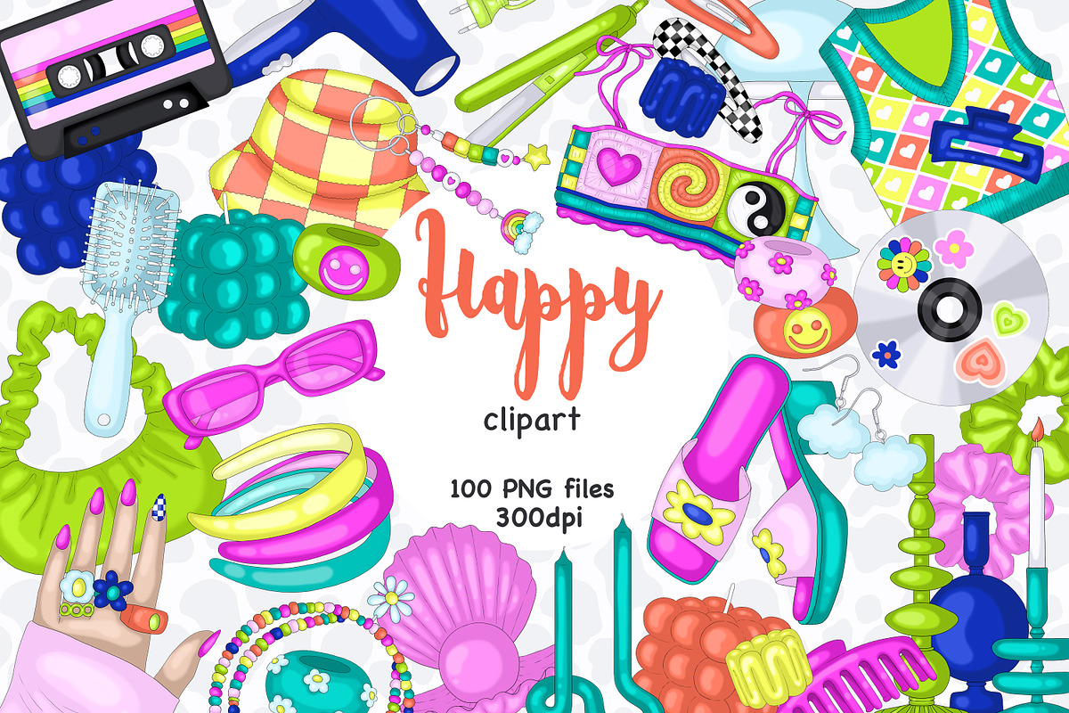 Groovy Clipart Bundle | Retro Image, an Object Illustration by GlamArtZhanna (Photo 1 of 4)