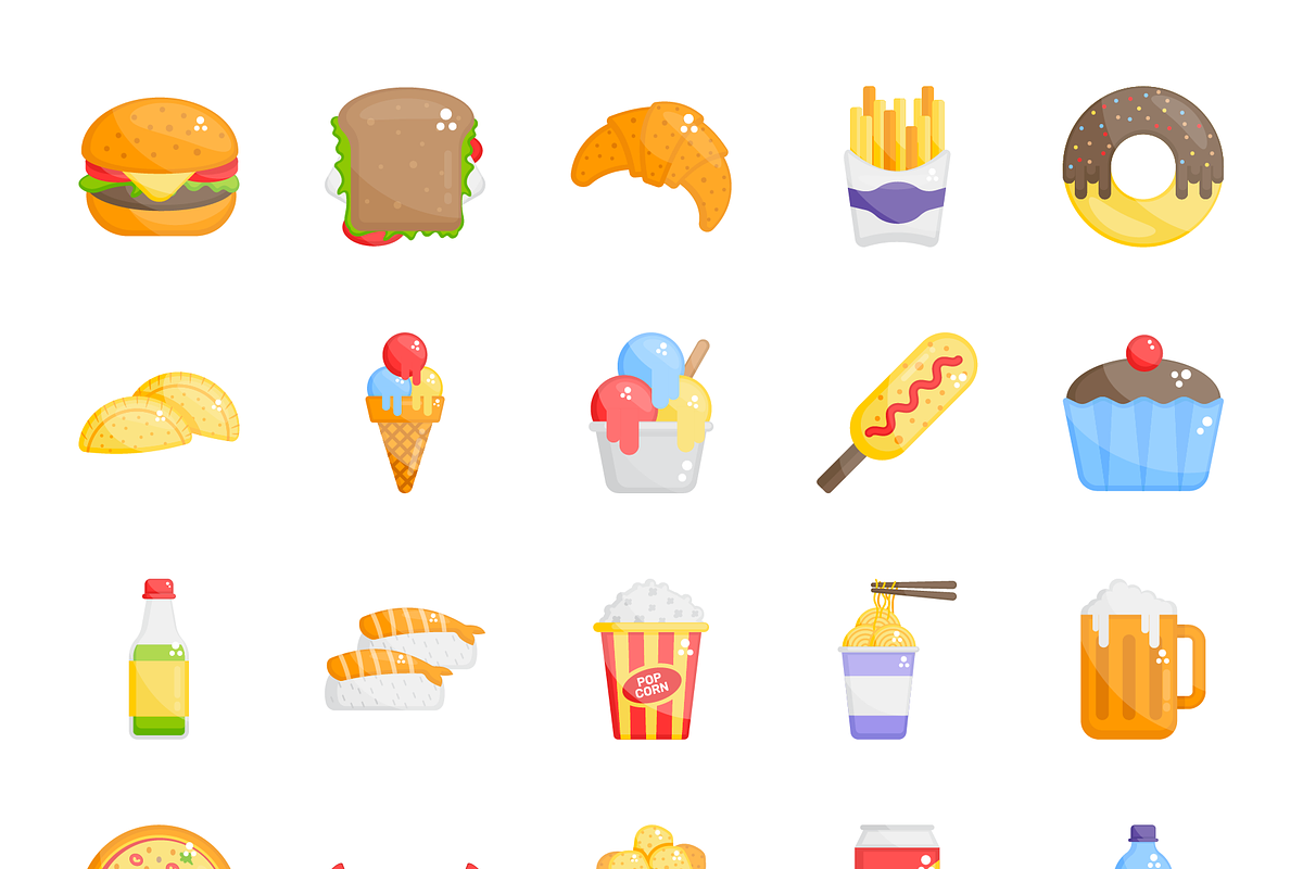 Flat Fast Food Icons, a Duotone Icon by Brickclay (Photo 5 of 6)