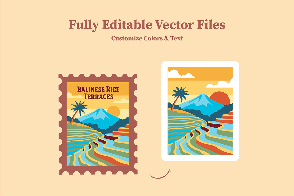 Travel Stickers and Retro Postage, an Object Illustration by Lettering_Logo (Photo 7 of 14)