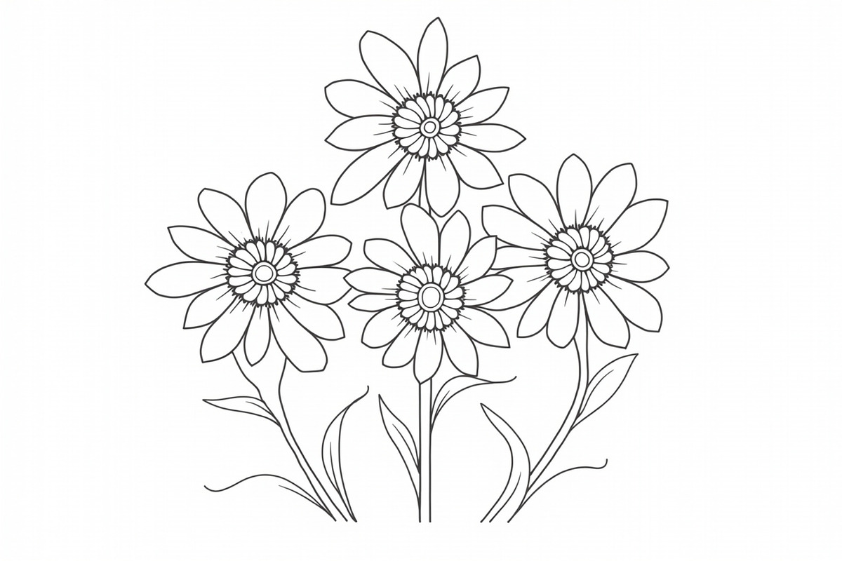 Flower Outline Art Printable Pack, an Illustration by BIPLOB EXPERT (Photo 6 of 9)