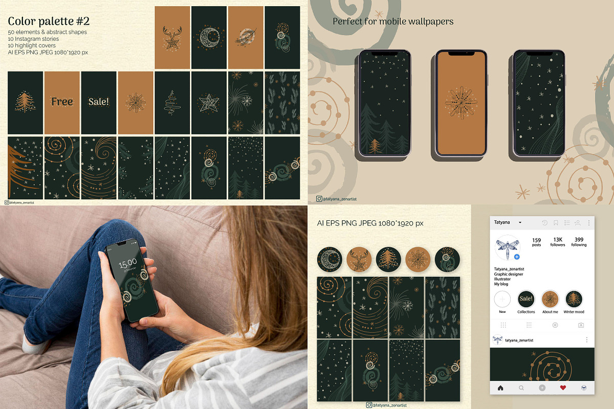 Winter graphic Bundle 70% OFF 4 in 1, a Seasonal Illustration by Tatyana_Zenartist (Photo 7 of 13)