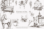 vintage clipart french chateau set, a Decorative Illustration by Patishop Art (Thumbnail 2 of 10)