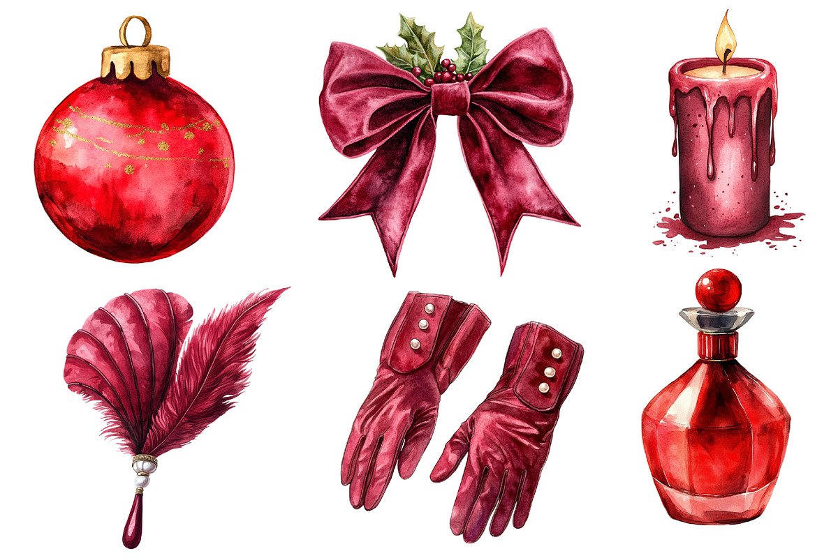 1920 Coquette Christmas Clipart, an Illustration by Dream Creation (Photo 2 of 7)