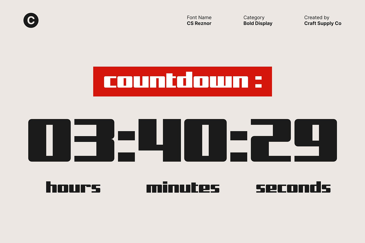 CS Reznor – Bold Display Font, a Sans Serif Font by Craft Supply Co. (Photo 7 of 8)