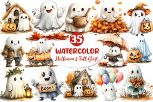 Halloween & Fall Ghost Clipart, an Illustration by Dream Creation