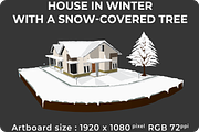 House in winter with covered tree., a Seasonal Illustration by regalDRAW (Thumbnail 1 of 3)
